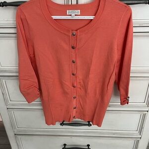 Joseph A Button-Front Cardigan in Coral